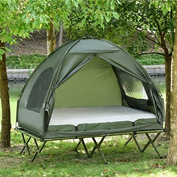 Outsunny 2 Person Foldable Camping Cot with Tent