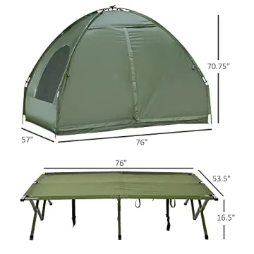 Outsunny 2 Person Foldable Camping Cot with Tent