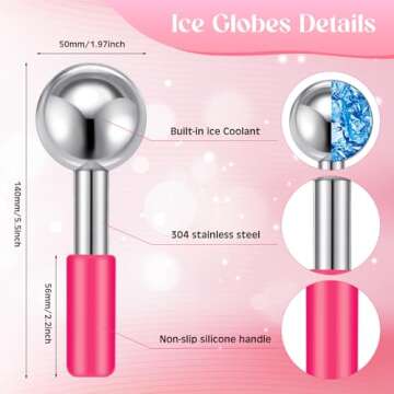 Baderke 2 Pcs Ice Globes for Face Stainless Steel Cooling Globes Unbreakable Cooling Roller Women Ic...