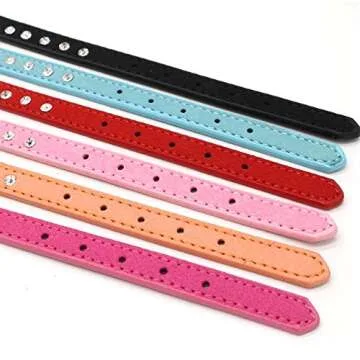 Dogs Kingdom 10 "-16.5" Total Length Suede Skin Jeweled Rhinestones Pet Dog Collar Sparkly Crystal Diamonds Studded Leather Puppy Dog Cat Collar Brown S