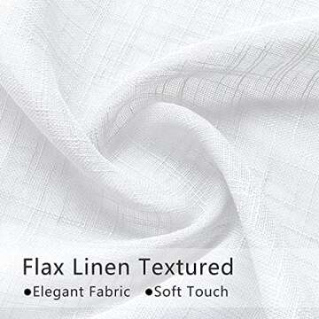 XTMYI White Kitchen Curtains 24 Inch Length Set of 2 Panels Cafe Curtain Tiers Linen Textured Semi Sheer Boho Farmhouse Short Curtains for Small Bathroom Basement Window RV Camper