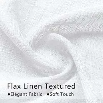 XTMYI White Kitchen Curtains 24 Inch Length Set of 2 Panels Cafe Curtain Tiers Linen Textured Semi Sheer Boho Farmhouse Short Curtains for Small Bathroom Basement Window RV Camper