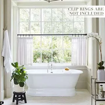 XTMYI White Kitchen Curtains 24 Inch Length Set of 2 Panels Cafe Curtain Tiers Linen Textured Semi Sheer Boho Farmhouse Short Curtains for Small Bathroom Basement Window RV Camper