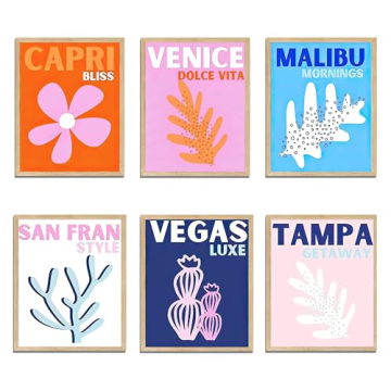 Vibrant Preppy Canvas Wall Art for Teen Girls' Dorm & Room Decor