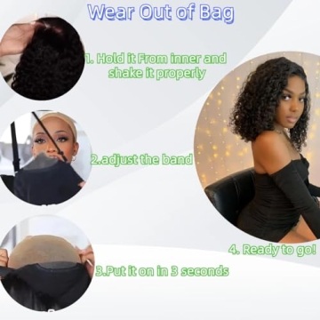 KeepMe 14 Inch Water Wave Bob Glueless Wig for Women