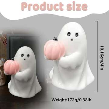Generic Halloween Ghost with Bat 4.5"" H Ceramic Figurine, Ceramic Ghost Halloween Decorative Figurine Ghost Decor for Home Office Gift for Friend and Family (2pcs)