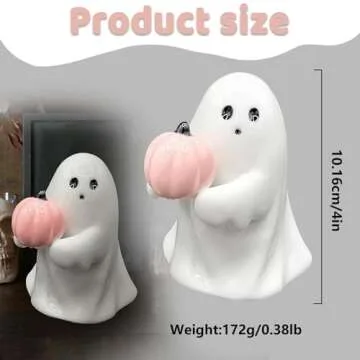 Generic Halloween Ghost with Bat 4.5"" H Ceramic Figurine, Ceramic Ghost Halloween Decorative Figurine Ghost Decor for Home Office Gift for Friend and Family (2pcs)