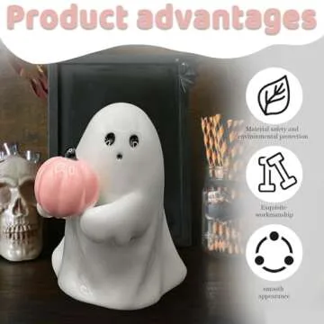 Generic Halloween Ghost with Bat 4.5"" H Ceramic Figurine, Ceramic Ghost Halloween Decorative Figurine Ghost Decor for Home Office Gift for Friend and Family (2pcs)