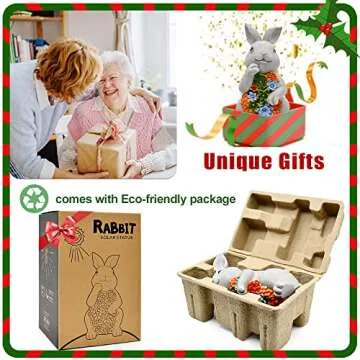 Nacome Solar Garden Outdoor Statues Bunny with Succulent and 7 LED Lights – Lawn Decor for Patio, ...