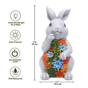 Nacome Solar Bunny Garden Statue with 7 LED Lights