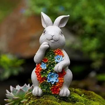Nacome Solar Bunny Garden Statue with 7 LED Lights