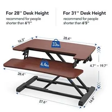 FLEXISPOT Stand up Desk Converter -28" Standing Desk Riser with Deep Keyboard Tray for Laptop (28", Mahogany, M7N)