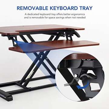 FLEXISPOT Stand up Desk Converter -28" Standing Desk Riser with Deep Keyboard Tray for Laptop (28", Mahogany, M7N)