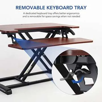 FLEXISPOT Stand up Desk Converter -28" Standing Desk Riser with Deep Keyboard Tray for Laptop (28", Mahogany, M7N)