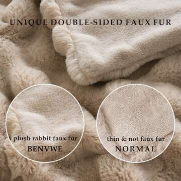 BENVWE Faux Fur Throw Blanket Fleece Bubble Blanket, Soft,Cozy and Thick Blanket Plush Fluffy Blanket for Couch Chair Bed 51x63 Inches Beige