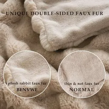 BENVWE Faux Fur Throw Blanket Fleece Bubble Blanket, Soft,Cozy and Thick Blanket Plush Fluffy Blanket for Couch Chair Bed 51x63 Inches Beige