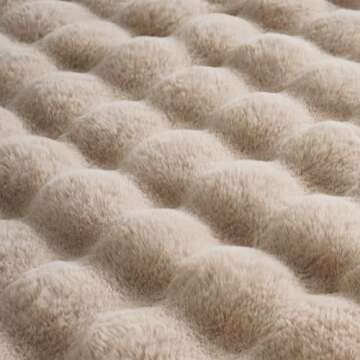BENVWE Faux Fur Throw Blanket Fleece Bubble Blanket, Soft,Cozy and Thick Blanket Plush Fluffy Blanket for Couch Chair Bed 51x63 Inches Beige