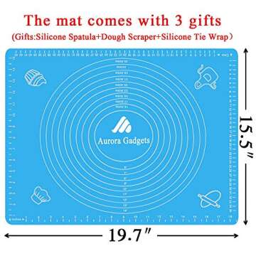 Silicone Baking Mat with Measurements – Heat Resistant, BPA Free, Non-Stick Pastry Mat for Rolling...