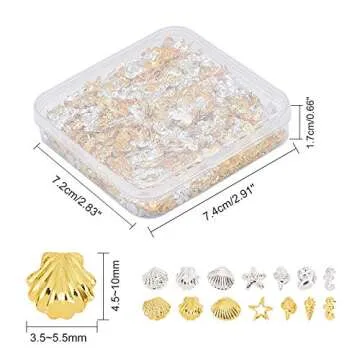 OLYCRAFT 2380pcs 7 Style Ocean Theme Resin Fillers Mini Seashells Nail Art Charms Small Seashell Resin Accessories Gold Alloy Resin Supplies Resin Filling Charms for Resin Jewelry Making Nail Arts