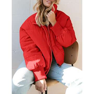 ZESICA Women's Winter Warm Long Sleeve Zip Up Drawsting Baggy Cropped Puffer Down Jacket Coat Outerw...