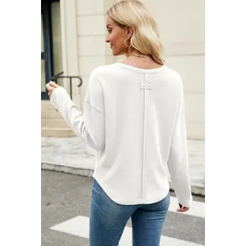 Allimy Women's Cute Waffle Knit Sweatshirt for Spring