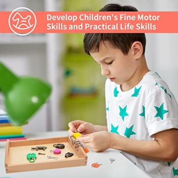 MIKNEKE Montessori Lock and Key Toy Set for Learning