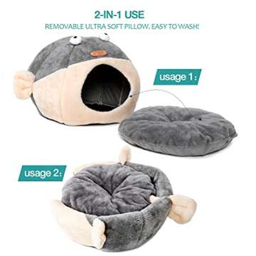 Soft Cat Bed Cave with Removable Pillow for Kittens