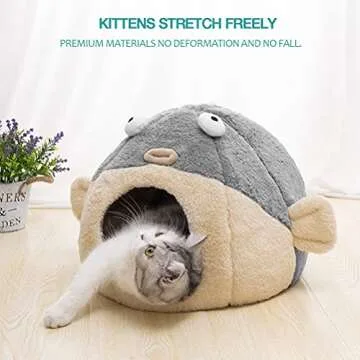 Soft Cat Bed Cave with Removable Pillow for Kittens