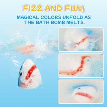 Shark Bath Bombs for Kids with Surprise Fishing Toy Set, 8 Fun Exploding Bath Balls & 9 Fishing Toys, Natural Handmade Organic Bubble Bath Fizzies, Ideal Birthday Holiday Christmas Gift for Boys Girls