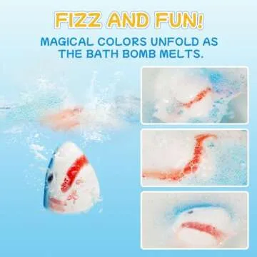 Shark Bath Bombs for Kids with Surprise Fishing Toy Set, 8 Fun Exploding Bath Balls & 9 Fishing Toys, Natural Handmade Organic Bubble Bath Fizzies, Ideal Birthday Holiday Christmas Gift for Boys Girls