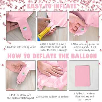 40 Inch Pink Letter Balloons, Large S Letter Balloons Foil Helium Balloons, Mylar Big Single Alphabe...