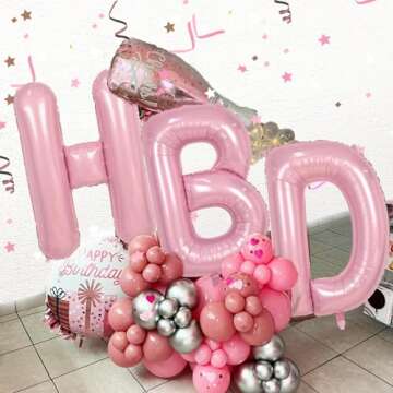 40 Inch Pink Letter Balloons, Large S Letter Balloons Foil Helium Balloons, Mylar Big Single Alphabet S Balloons, Pink Balloon Letters for Birthday Party Decorations Wedding Bride Anniversary Supplies