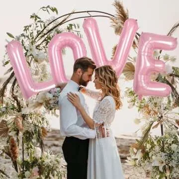 40 Inch Pink Letter Balloons, Large S Letter Balloons Foil Helium Balloons, Mylar Big Single Alphabet S Balloons, Pink Balloon Letters for Birthday Party Decorations Wedding Bride Anniversary Supplies