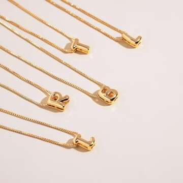 Lisitine Bubble Initial Necklaces Dainty Gold Letter Necklace 14K Gold Plated Cute Name Choker Necklaces for Women Trendy Gold Personalized Jewelry Gift for Women