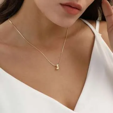 Lisitine Bubble Initial Necklaces Dainty Gold Letter Necklace 14K Gold Plated Cute Name Choker Necklaces for Women Trendy Gold Personalized Jewelry Gift for Women