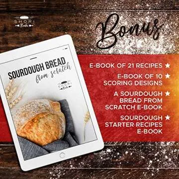 Shori Bake Banneton Bread Proofing Basket Set of 2 Round 9 Inch + Sourdough Bread Making Tools Kit, Baking Gifts for Bakers, Brotform Liner, Bread Lame, Dough Scraper, Bowl Scraper, Danish Dough Whisk