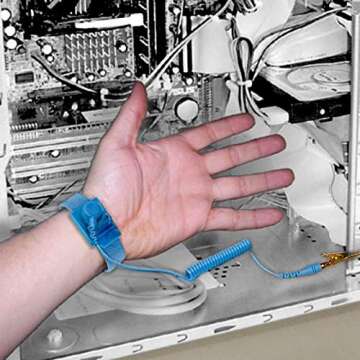 LUPO Anti Static Wrist Strap ESD Grounding PC Earthing Adjustable Wrist Strap Band - Prevents Build up of Static Electricity