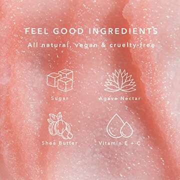 NCLA - Natural Sugar, Sugar Lip Scrub | Vegan, Cruelty-Free, Clean Skincare (Pink Champagne)