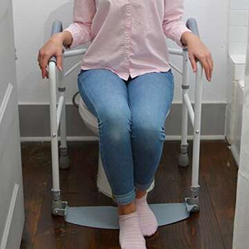 RMS Toilet Safety Frame & Rail - Folding & Portable Bathroom Toilet Safety Rails - Handrail Toilet Bars with Adjustable Height (White)