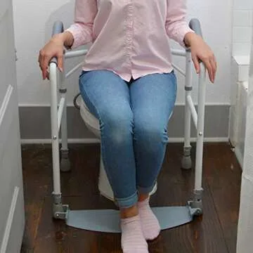 RMS Toilet Safety Frame & Rail - Folding & Portable Bathroom Toilet Safety Rails - Handrail Toilet Bars with Adjustable Height (White)