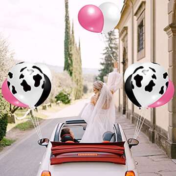 120 Pcs Cow Print Balloons for Birthday Party Supplies Including 60 PCS 12 Inch Cow Print Balloons and 60 PCS 10 Inch Colorful Balloons for Valentine's Day Baby Shower Wedding Party Decoration