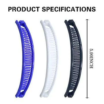 1st Choice Clip - 3 Pieces Banana Combs, Hair Clip Clincher Combs for Girls Women, Vintage Lady Fish Shape Ponytail Clip for Thick Long Hair, 3 Count