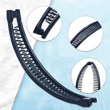 1st Choice Clip - 3 Pieces Banana Combs, Hair Clip Clincher Combs for Girls Women, Vintage Lady Fish Shape Ponytail Clip for Thick Long Hair, 3 Count