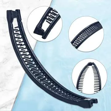 1st Choice Clip - 3 Pieces Banana Combs, Hair Clip Clincher Combs for Girls Women, Vintage Lady Fish Shape Ponytail Clip for Thick Long Hair, 3 Count