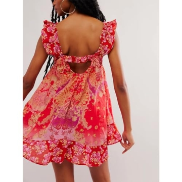 Stylish Women Sleeveless Summer Floral Mini Dress