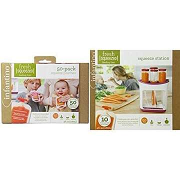 Infantino Squeeze Pouches and Squeeze Station for Baby Food Storage
