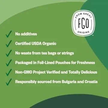 FGO Organic Nettle Leaf Loose Tea, Cut and Sifted, Caffeine Free, 16oz Bulk Resealable Bag, Packaging May Vary (Pack of 1)