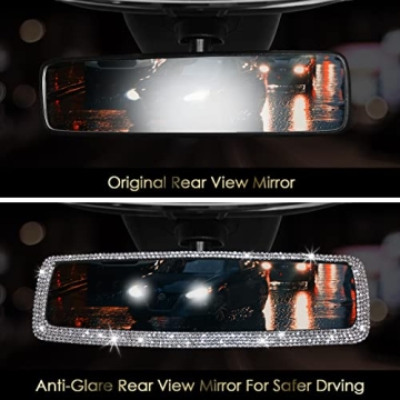 Cute Bling Rhinestone Rearview Mirror for Women