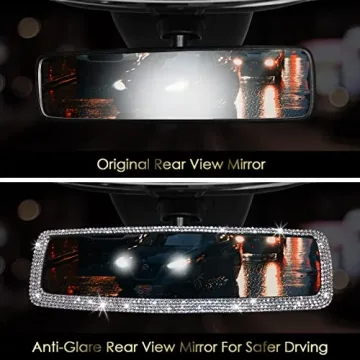 Cute Bling Rhinestone Rearview Mirror for Women