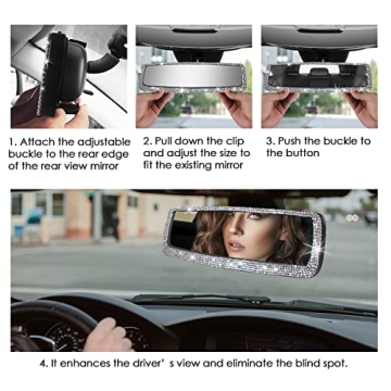 Cute Bling Rhinestone Rearview Mirror for Women